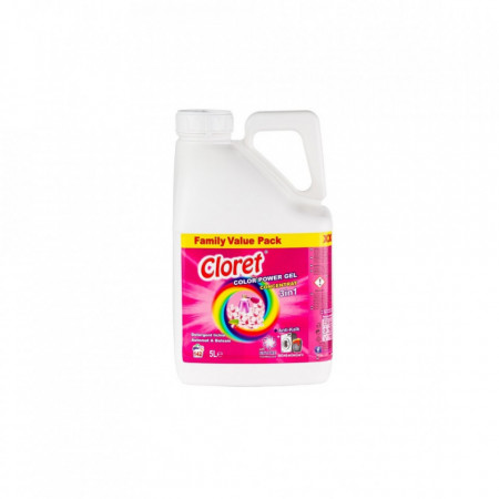 Detergent rufe colorate, gel concentrat, 142 spalari, anti calcar, 5L, enzyme tehnology, Family Pack XXXL, Cloret