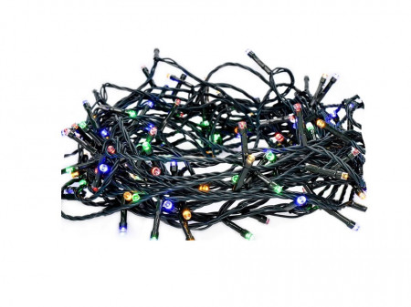 Instalatie brad Craciun , 100 becuri LED, 8m, lumina multicolora, 220v, 8 programe, VKTools