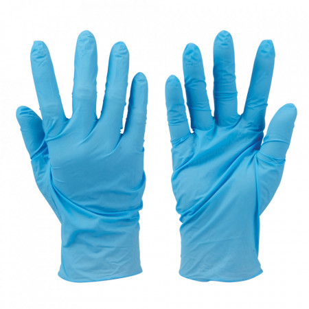 Set 100 manusi protectie virusi, bacterii, uz general, nitril fara pudra , marimea M , albastru , Silverline