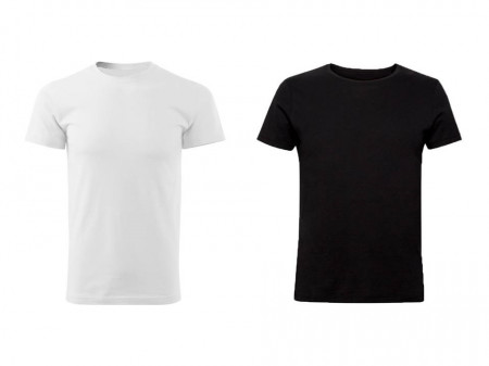 Set 2 tricouri barbati, XXL, alb, negru, 95% bumbac, 5% elastan, muscle fit, EDC by Esprit