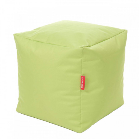 Fotoliu taburet cub premium, exterior rezistent la ardere, 43 x 43 x 43cm, verde, interior perle polistiren, KAIKOO