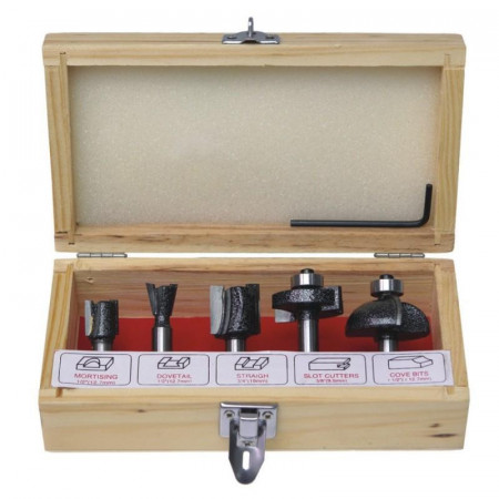 Set 5 freze pentru lemn prindere 8 mm, Dedra
