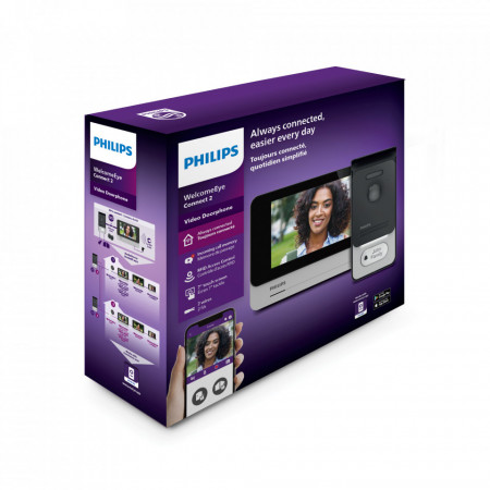 Videointerfon color Philips WelcomeEye Connect 2, 7 ", Touchscreen, Monitor color, Silver