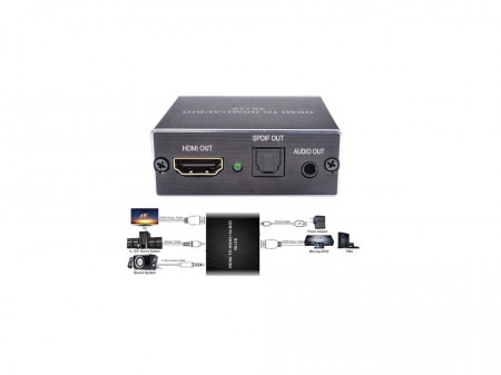 Adaptor HDMI audio Extractor, convertor HDMI la HDMI + sunet Jack analog si SPDIF Toslink Digital, rezolutie HD, sunet 2 canale si 5 canale, VKTools