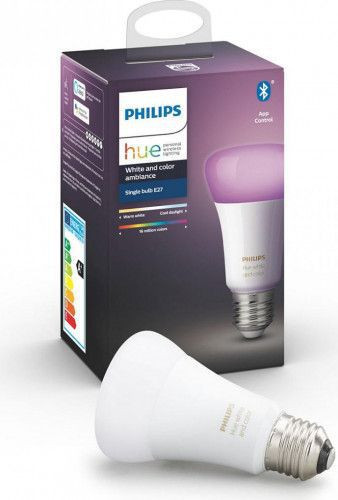 Bec inteligent LED RGBW Philips HUE, Bluetooth/Wireless, E27, 9W (60W), 806 lm, A+, lumina alba/color