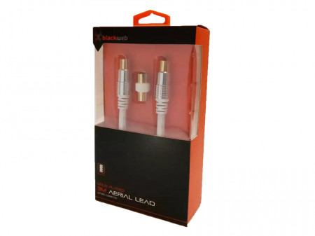 Cablu profesional antena tv, tata-tata, adaptor tata-mama, 3m, mufe aurite, cablu ecranat, protectie exterioara, Blackweb