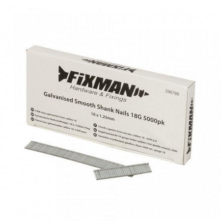 Cuie galvanizate 10x1.25mm, tip 18G, 5000 buc, Fixman