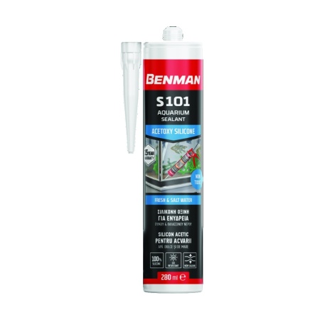 Silicon profesional acvariu, S101, transparent, rezistent UV, Benman
