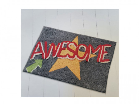 Covor pufos , fir mediu, 60 x 90cm, multicolor, 100% bumbac, Awesome, Home George