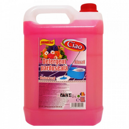Detergent pardoseli, gresie, faianta, parchet, lemn, fara clatire, Floral, 5L, Ciao