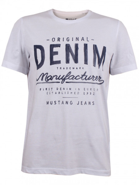 Mustang, Tricou regular fit, alb, imprimeu, 2XL