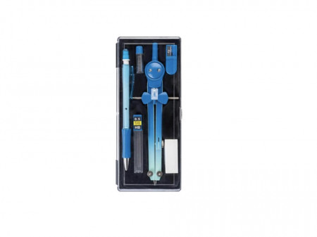 Set 20 piese compas metalic, 170mm, albastru, United Office
