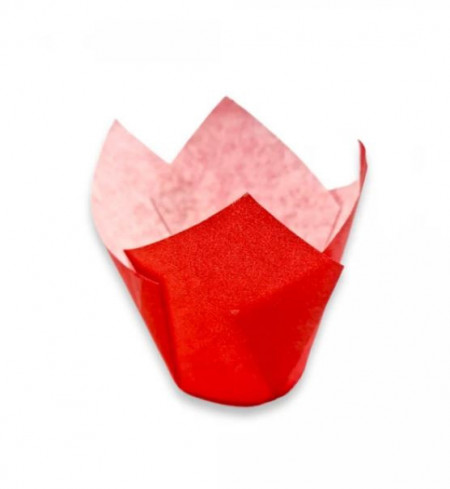 Set 350 forme copt pentru briose, chese lalea, 32 x 60mm, rosu