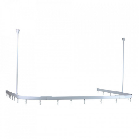 Suport perdea baie modular, tavan, alb, aluminiu , 120/230/260 x 39/25/68 cm, Plumbob