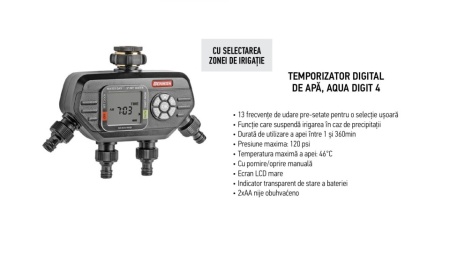 Temporizator digital pentru apa, irigat 4 zone programabile independent, ecran LCD, Benman