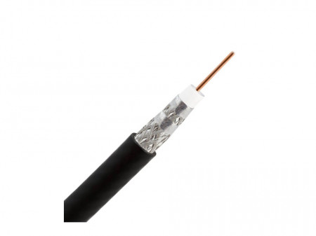 Cablu coaxial profesional, 4 ecranaje, folie aluminiu, 152m, 500FT, RG6, AWG, 75C, negru, 100% cupru, Carol