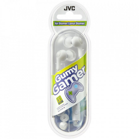 Casti audio In-ear jocuri, 1m, comutator microfon, alb, JVC Gumy
