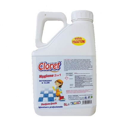 Detergent igienizant suprafete pe baza de clor, concentrat, 2 in 1, 5L, Hygiene, Cloret