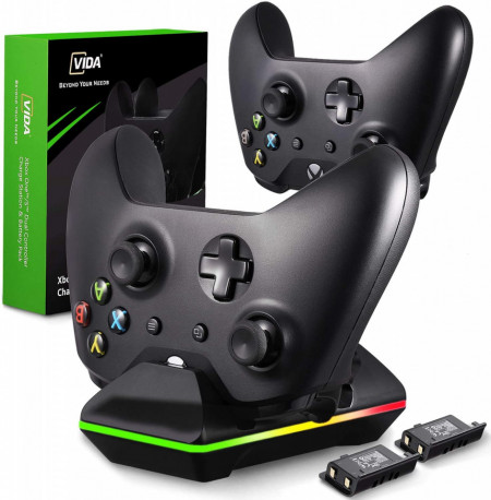 Kit suport de incarcare si pack 2 baterii controllere Xbox One S, Vida
