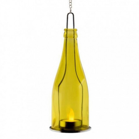 Lampa cu led, decor sticla, Home GB 23/BL, galbena, 8 x 23 cm, lant pentru agatat