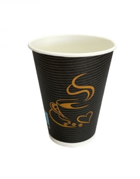 Set 50 pahare carton, cafea, ceai, 7oz, 200ml, D70, model negru ceasca