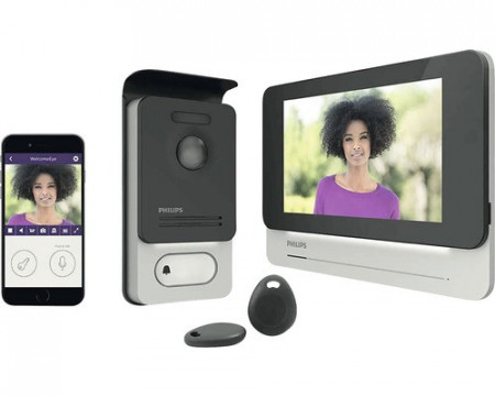 Video interfon inteligent, wi-fi, carduri RFID acces, ecran 7" LCD, conectare mobil, Philips