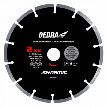 Disc diamantat , 230 x 22.2mm , taie caramida , piatra , beton , Dedra