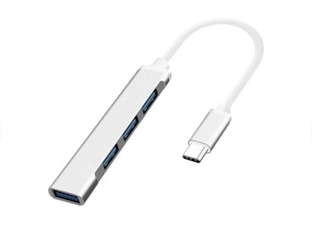 Hub USB tip C la 4 porturi USB 3.0, compatibil telefoane mobile cu Android si PC Windows, MacOS