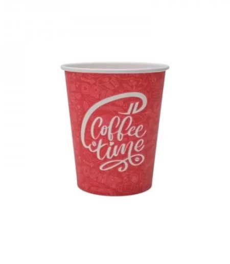 Set 100 pahare carton pentru cafea, 8oz, coffe time, 235ml, d80