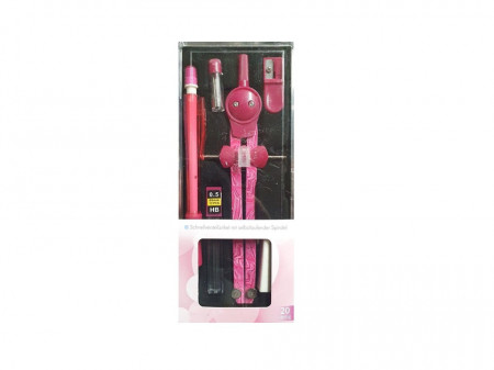 Set 20 piese compas metalic, 170mm, roz cu model, United Office