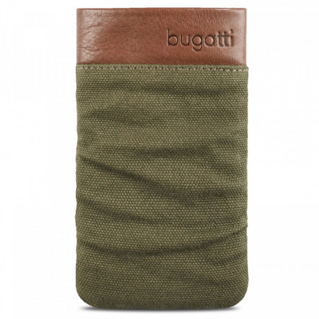 Husa universala telefon, textil, maro/verde, 125 x 73mm, Bugatti