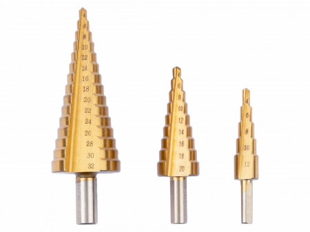 Set 3 burghie con in trepte, 4-32mm, Parkside