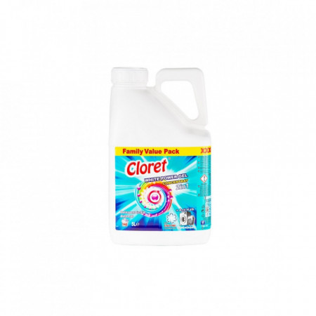 Detergent rufe albe gel concentrat, 142 spalari, anti calcar, 5L, enzyme tehnology, Family Pack XXXL, Cloret