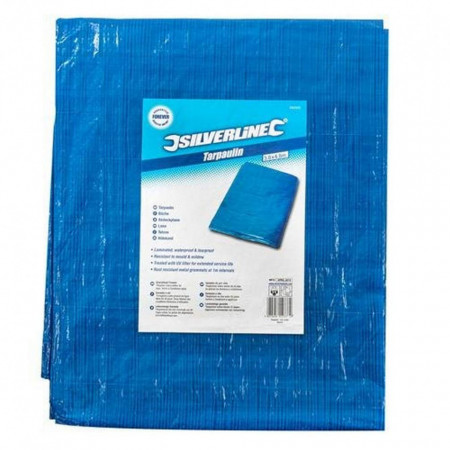 Foaie prelata pvc heavy duty 4.8m x 6.1m, rezistenta UV, impermeabila,Silverline