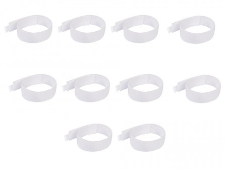 Set 10 benzi velcro nylon, 150 x 25mm, alb, Silverline