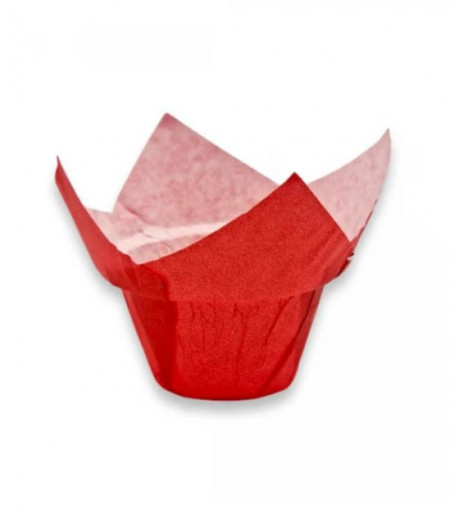 Set 150 forme copt pentru briose, chese tulip, hartie termica, 50 x 80, rosu