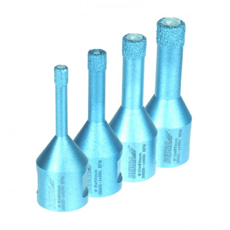 Set 4 carote diamentate in vid, 6, 8, 10, 12 mm, prindere flex universala M14, Dedra