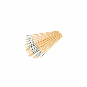 12 darabos ecsetkészlet, természetes fa nyéllel, 2-12mm, Silverline - Img 2