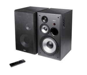 2 db prémium aktív hangszóró PC, zene, játék, 150W, 3 út, távirányító, HI-FI hangzás, FEKETE faház, bluetooth, Edifier R2850DB-BK