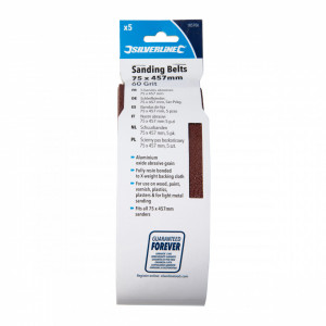 5 darabos csiszolószalag-készlet, 75 x 457mm, 60-as szemcseméret, Silverline - Img 2