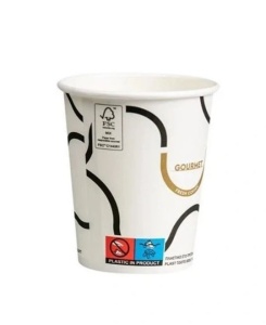 50 darabos papírpohár készlet forró italokhoz, kávéhoz, teához, forralt borhoz, tortákhoz, 235ml, 8oz, d80mm, Gourmet modell fehér színben. - Img 2