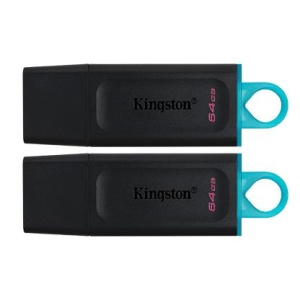 64GB USB3.2 Gen 1 DataTraveler Exodia (Black + Teal) - 2 Pieces, "DTX/64GB-2P"
