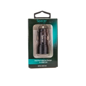 Alimentator auto, 12V la 5V, 17W, 2 x USB-A, Spacer