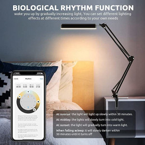 Asztali lámpa vezérlése telefonról, wi-fi, bluetooth, asztali bilincs, 3 színű LED SMD2835, dimmelhető, 3 színű LED SMD2835. - Img 2