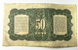 Bancnota Coloniala - Indiile Olandeze - 50 Cents 1943 - Reginei Wilhelmina - Img 2