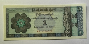 Bancnota Myanmar - 1 Kyat Special 1990