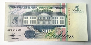 Bancnota Surinam - 5 Gulden 1991