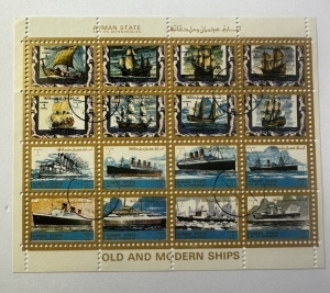 Bloc Filatelic (colita) Ajman – Old and Modern Ships