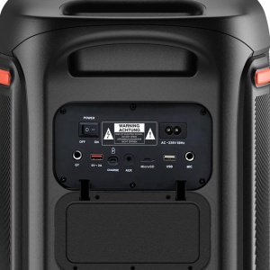 Boxă Activă de Petrecere Denver BPS-470, 200W RMS, Două Woofer-e 10", Bluetooth 5.3, Karaoke, Microfon Wireless Inclus, Lumini LED RGB, TWS, IPX4, Troller, Black - Img 3
