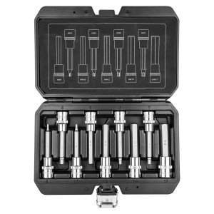 Capete Tubulara 1/2'' cu antrenor hexagonal 100mm, 9 buc -set